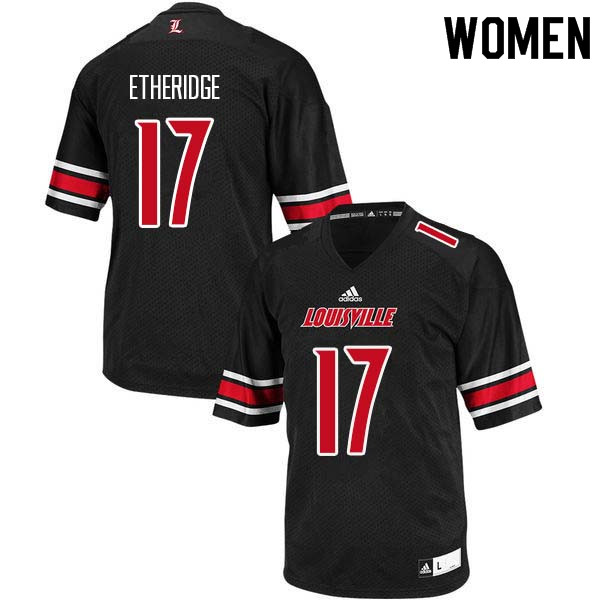 Women Louisville Cardinals #17 Dorian Etheridge College Football Jerseys Sale-Black - Click Image to Close